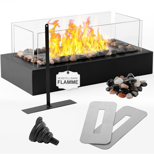 NEU! Ceblish Tischkamin [3h Brenndauer] | Tischfeuer Set für Indoor&Outdoor | Ethanol Tischkamin mit Einstellbare Flamme und 4-Fach-Sicherheitsglas | Bioethanol Tischkamin