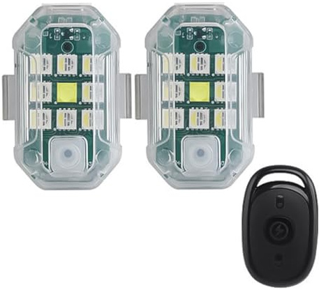 Hsthe Sea Auto-Fernbedienungs-Blitzlicht, kabelloses, hochhelles 7-Farben-LED-Flugzeug-Blitzlicht mit USB-Aufladung – Drohnen-Antikollisionslichter (2er-Pack)