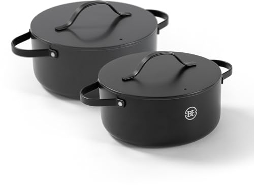 Be Living Kochtopf mit Deckel - Ø 24 & 28 cm - Suppentopf Induktion Pfanne - Antihaft-beschichtung - Geeignet für alle Herdarten - Hitzebeständige Griffe - Grau