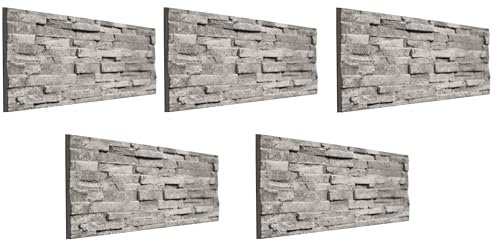 Turkish Zone 3D Wall Panel - Floor-to-Ceiling Polystyrene Panel Stone Look for Kitchen, Bathroom, Balcony, Bedroom, Living Room, Kitchen Back Wall and Patio 8 Panels (Natural Grey)