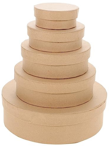 HOMOCONO Runde Geschenkbox 5 Stück Aus Kraftvollem Karton 6x4x2cm Stabile Süßigkeiten Und Keksverpackung Individuelle Selbstgemacht Gestaltung Versand Und Party Verpackungsbox Für Kleine Artikel