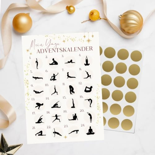 Yoga Adventskalender 2024 - Frauen - Erwachsene - Yogi - Fitness Adventskalender - Besonders - Achtsamkeit - Entspannung - Ausgefallen (Creme)