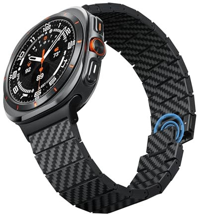 pitaka Cinturino per Samsung Galaxy Watch Ultra da 47 mm, Cinturino in Fibra di Carbonio al 100% Super Leggero e Delicato sulla Pelle, Cinturino di Ricambio Regolabile, Nero
