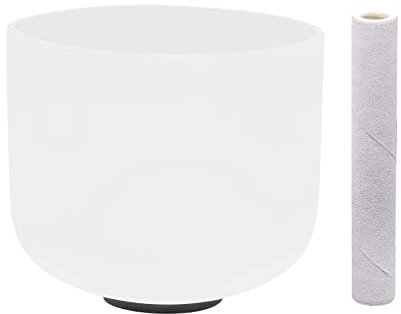 Bols Chantants en Cristal de Quartz Givré, Bol Tibétain Chantant Méditation avec O - Ring et Maillet, 432-440 Hz, pour Méditation Prière Yoga Guérison Sonore, Blanc