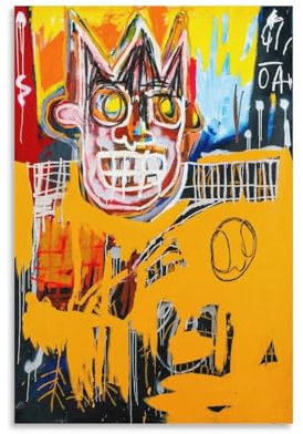HUAOAYU Jean-Michel-Basquiat-Poster, Straßenkunst, Graffiti, Sportfigur, Wandkunst, Poster, Leinwanddruck, Heimdekoration, Gemälde, ungerahmt, 60 x 90 cm