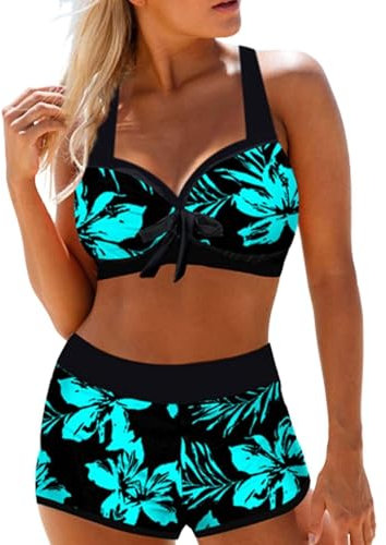 Bikini Damen Set Zweiteilig Sexy Badeanzug Ties-Up Bademode Große Größen Badeanzüge Bikinis für Frauen Mädchen Badebekleidung Bandeau (DE/NL/SE/PL, Alphanumerisch, M, Regular, Regular, Grün)