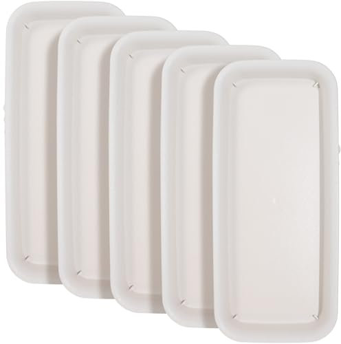 Tofficu 5pcs 12in Plant Drip Trays, Rectangular Flower Pots Saucers, Large Windowsill Water Planters for Garden Plastic White