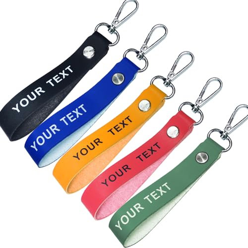 misscase Schlüsselanhänger Leder mit Wunschprinting personalisiert – personalisierter Wunschtext individuell – Geschenk für Männer Frauen Name Datum (Sil Dog Buckle)