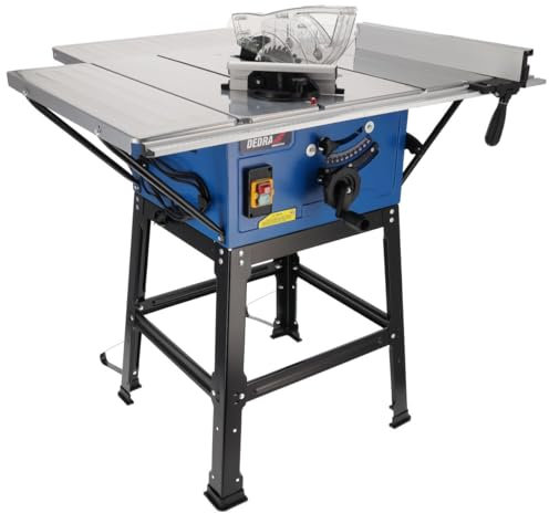 Sega da tavolo per legno, DEDRA DED7754T3, piallatrice, sega circolare da 2000 W, lama da 254 mm, con tre dischi inclusi, 4800 RPM, spessore massimo di taglio 87 mm, sega circolare da tavolo per