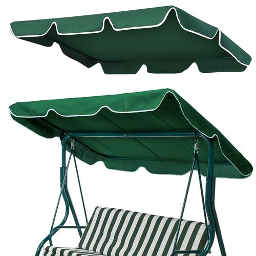 Hollywoodschaukel Dachbezug 195 * 125 * 15cm, 210D Oxford Universal Dach Sonnendach für 3-Sitzer, Wetterbeständig Sonnendach für Gartenschaukel, Dunkelgrün