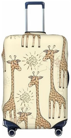 NBAGHPQ Handgezeichneter Giraffen-Druck, doppelseitig, elastischer Schutz, Universal-Kofferabdeckung, einzigartiger Gepäckschutz, Schwarz , XL