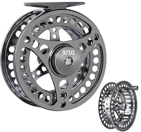 Fliegenfischrolle,Angelrolle Fliegenfischen Reel 3/4 5/6 7/8 9/10 2 + 1BB Max Drag 8kg Leichte CNC-gefräste große Arbor Links/Rechts Fly + Ersatz Spool(9 10 Set)