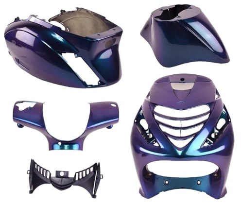 Kit d'habillage compatible pour Piaggio Zip SP – 5 pièces – Bleu Caméléon brillant – Habillage complet de haute qualité pour scooter Cameleon