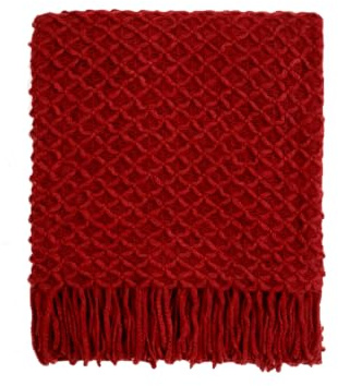 CREVENT Farmhouse Boho Strickdecke für Couch, Sofa, Sessel, Bett, Wohnraumdekoration, weich, warm, kuschelig, leicht, für Frühling, Sommer, Herbst (127 cm x 152 cm, weihnachtliches Rot)