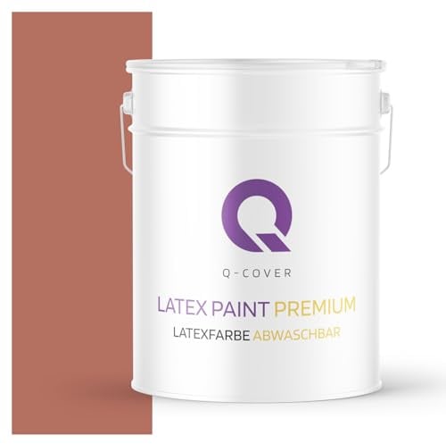 Q-COVER Latexfarbe Abwaschbar 10L (ca.70m2) Ziegel Rot Farbton Innenfarbe Wandfarbe Deckenfarbe Klasse 2 Mattfarbe Für Allergiker Scheuerfest Geruchlos Frei Von Voc