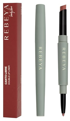 REBEYA CANTO LIBRE – Double Lip Liner Nude Rosato - Rossetto Matita Labbra 2 in 1 Lunga Tenuta Colore Intenso Opaco e Lip Pencil Contorno Definito Effetto Seta - Made in Italy