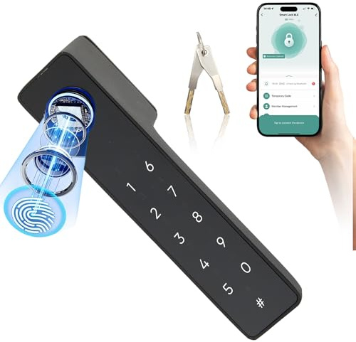 Verrou à empreinte digitale avec application–Smart Lock pour portes en bois,5 façons de l'ouvrir,code/Bluetooth/clé,serrure magnétique pour intérieur,autonomie de 200 jours,accès invités(sans carte IC