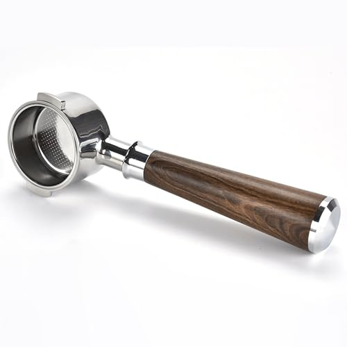 Davonpha Porte-filtre Sans Fond 58mm à 2 Oreilles pour Sage Breville Dual Boiler BES920 BES980 BES990 Oracle, Inox 304 et Poignée en Palisandre Noir, Panier Filtre 18g Inclus