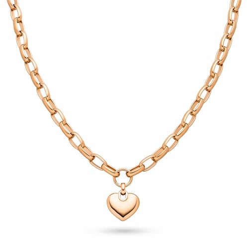 s.Oliver Necklace - Elegante Halskette aus poliertem Edelstahl - IP Roségold - Gliederkette 55 cm - wasserfest & hautfreundlich