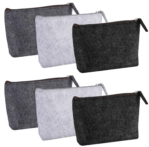 6 Stück Filz Kosmetiktasche zum Beplotten, Kosmetiktasche aus Filzs | Filz Mäppchen mit Reißverschluss, Reise Rohlinge Kulturbeutel, für Weihnachten Muttertag Damen Kollegen Familie (Mehrfarbig)