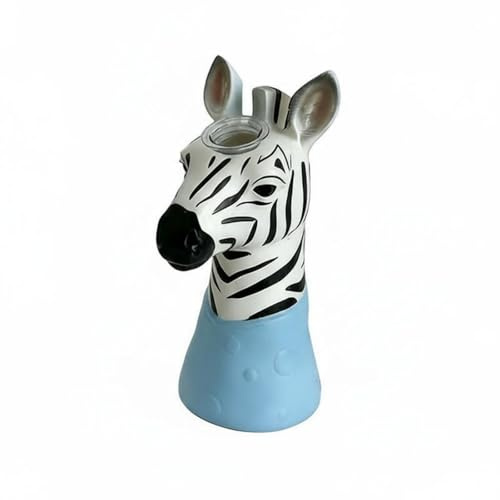 Qianly Nordic Flower Vase Hand-Painted Cartoon Animal Shaped Planter, Modern Decorative Flower Pot Home Decor for Living Room, Wide Opening for Small Plants, Zebra