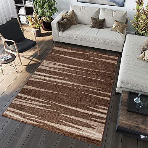 TAPISO Sari Teppich Kurzflor Modern Teppiche Braun Beige Streifen Design Meliert Verwischt Schlafzimmer Wohnzimmer ÖKOTEX 200 x 290 cm