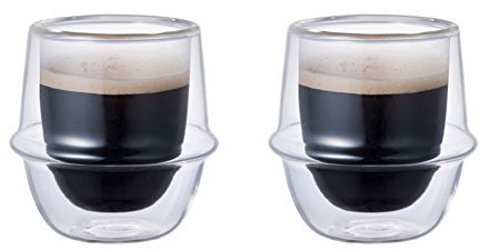 Set von 2 doppelwandige Kinto Kronos 80 ml Espresso Tassen – Temperatur – Verhindern, dass Kondenswasser