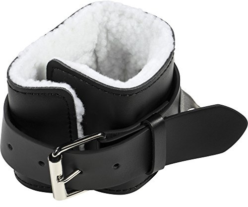 GORILLA SPORTS® Fußschlaufen einzeln/Paar, gepolstert, einstellbar, Schwarz | Für Kabelzug, aus Kunstleder mit Kunstfell-Polsterung und Dornverschluss; bis 120 kg, Ankle Straps, Fußmanschetten, Zughilfen