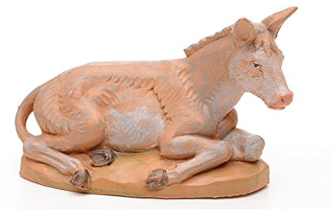FONTANINI Sitzender Esel 6,5 cm aus Kunstharz Krippenfigur