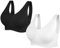 SIMIYA Super Comfort Bra, Womens Sports Bras Removable Pads Plus Size Sleep Bras for Girls in Yoga Bralette Leisure Stretch Crop Tops Vest (S, 2 Pack Black+White)