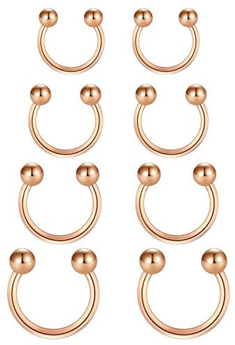 Funseedrr Hufeisen Nasenpiercing Lippenpiercing Septum Ring Set Edelstahl 1,2mm Nase Lippe Ohrring Piercing Schmuck(6-12mm Durchmesser)