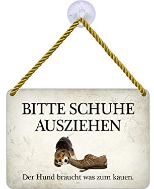 Blechwaren Fabrik Braunschweig Kulthänger Schuhe ausziehen - Hund brauch was zum kauen KH008