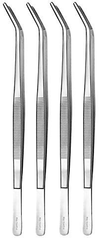 May Lot de 4 pinces à épiler courbes techniques 25 cm