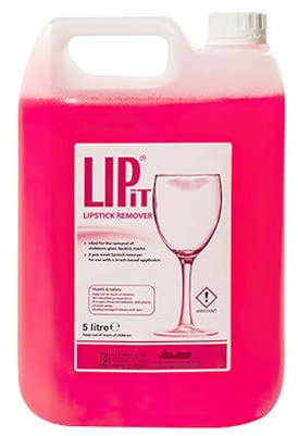 We Can Source It Ltd - Lipit Lipstick Remover for Glassware - Powerful 5 Litre Liquid Formula for Removing Lipstick & Grease Marks from Glasses - Ideal for Bars, Restaurants and Catering Use