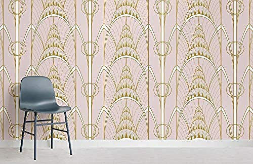 ZZXIAO Pink Art Deco Chrysler Architekturmuster Wallpaper Wandbild wandpapier fototapete 3d effekt tapete Wohnzimmer Schlafzimmer Hintergrundbild-350cm×256cm