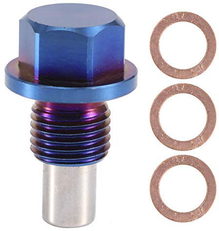 magnetische dichtung Ölablassschraube magnetisch, magnetische Ölwannenwanne aus Aluminiumlegierung Rücklaufablassschraube Adapter mit Dichtungen (M12x1,25)