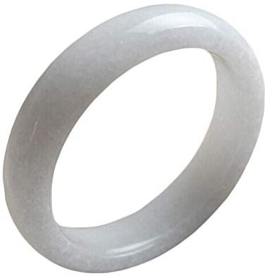 AKT Natürliches Weißes Jade Armreif Damen Temperament Schmuck Edelsteine Zubehör Echtes Jade Armband,55-56mm