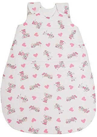 pic Bear Premium Babyschlafsack aus Jersey-Baumwolle – Atmungsaktiv, Mitwachsend und für Ganzjahres-Nutzung mit verstellbaren Größen 74/80 Edda Herzen rosa