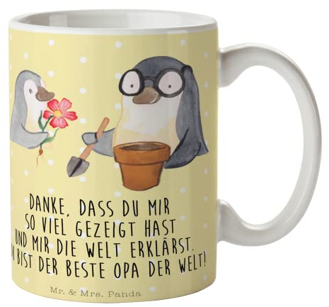Mr. & Mrs. Panda Tasse Pinguin Opa Blumen pflanzen - Geschenk, Großvater, Kaffeetassen, Vatertag, Familie, Porzellantasse, Cappuccino Tassen, Bruder,