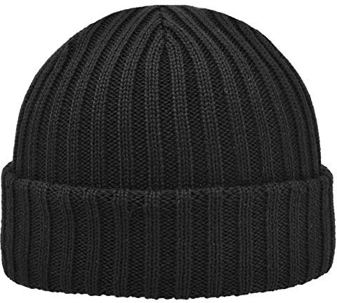 Melegari Strickmütze Milano | Militär Strickmütze aus Reiner Wolle | Wesentlich und robust Gemacht für die Zeit | Unisex | Hergestellt in Italien (schwarz, 59-62)
