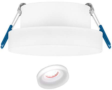 TEVEA Premium Led Einbauleuchte mit Aufbauleuchte Optik | acryl aufbau Satz weit Abstrahlwinkel | Led Modul austauschbar 5W 230V IP44 auch fürs Bad | Led Einbaustrahler (Neutralweiß-5W)