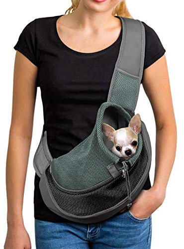 Pet Dog Cat Sling Carrier Bag Puppy Shoulder Carry Hands Free Dog Front Carrier with Adjustable Shoulder Strap Pet Travel Tote Bag with Breathable Mesh Pouch for Outdoor Walking Subway