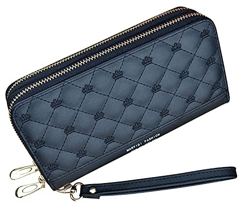 Yixuan Portafoglio Donna Grande Doppia Cerniera Portafoglio Donna Ecopelle Borsellino Donna Portafoglio Grande Lungo Portafoglio con Tasca per Cellulare Portafoglio Multi-carte