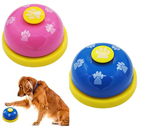 TCOLS 2 Stück Haustier-Trainingsglocken für Hundekatzen, Töpfchentraining Kommunikationsgerät mit Großem Button und Katzenpfoten Muster, Lernspielzeug für Katzen und Hunde (Rosa und Blau)