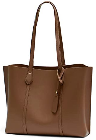 PORRASSO Handtasche Damen Schultertasche Groß Shopper Tasche Henkeltaschen PU Leder Shopper Taschen für Schule Arbeit Reisen Braun
