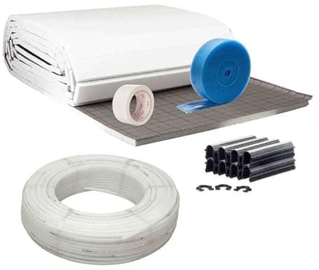 Fußbodenheizung Warmwasser Set 20m² Tackersystem 30 mm Rollbahn PE-RT Rohr VA10 Zubehör