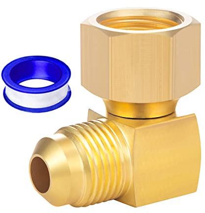 Breezliy 1 x 90° Winkelverbinder Ersatz für olympische Niederdruck-Gas-Heizungen, Messing, 9,5 mm Innengewinde mit Drehgelenk x 0,9 cm Außenausschnitt