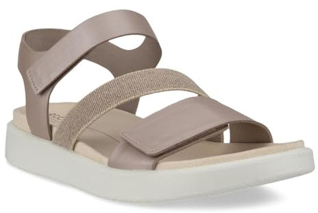 Ecco Damen FLOWT W Flat Sandal, Grey Rose METALLIC, 43 EU