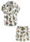 VATPAVE Herren Hawaii Hemd Blumen Sommer Outfit Männer Freizeit Kurzarm Strandhemd und Kurze Hosen 2 Teiler Set Hawaiihemd X-Large WeißAnanas