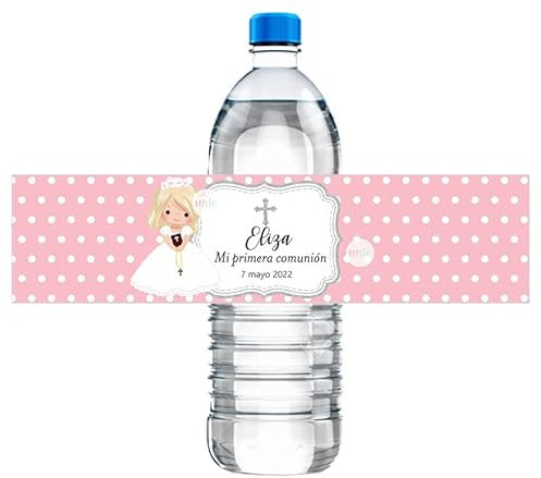 20 Piezas Etiquetas De Primera Comunión Botella Etiquetas Adhesivas De Primera Comunión Pegatinas Personalizadas Para Botellas Para Bautizo (5x21 cm (2 x 8.2), D)